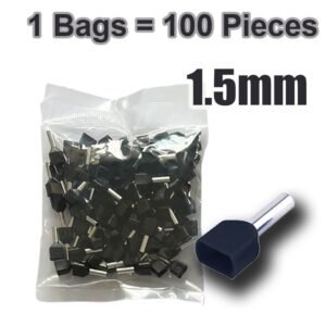 TE1508 Twin Cord End Terminal – 1.5mm², Pack of 100