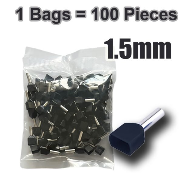 TE1508 Twin Cord End Terminal – 1.5mm², Pack of 100