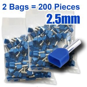 TE2510 Twin Cord End Terminal – 2.5mm², Pack of 200