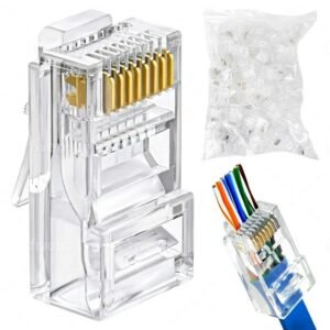 RJ45 Pass Through Ethernet Connectors – Bag of 30, Cat5e/Cat6
