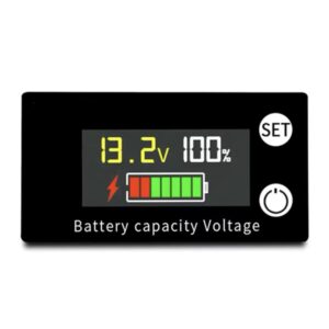 DC Battery Capacity & Voltage Indicator with Temp Sensor & Alarm