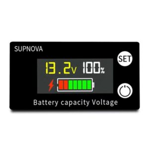 DC Battery Capacity & Voltage Indicator with Temperature Sensor and Alarm