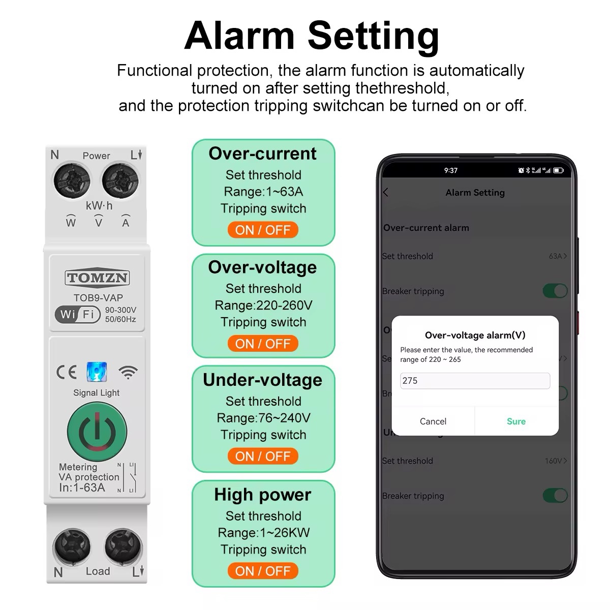 Tomzn Wifi Smart Switch 63A - Tuya / SmartLife - Image 2