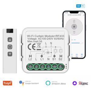 Wifi + RF Curtain Switch with Remote Control