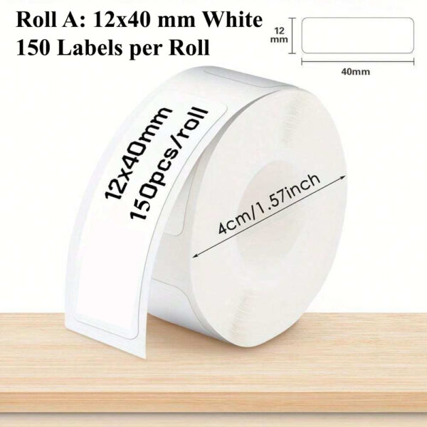 Label Roll 12x40 mm White