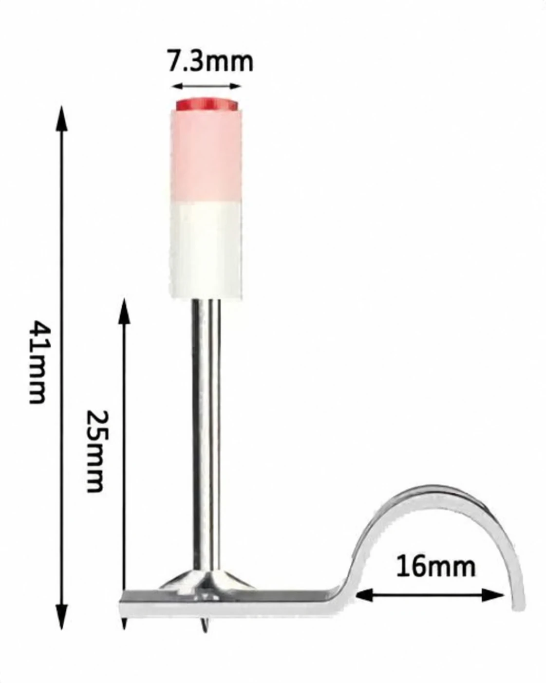 16 mm pipe clip pin nail; length below sleeve 25 mm; overall length 41 mm