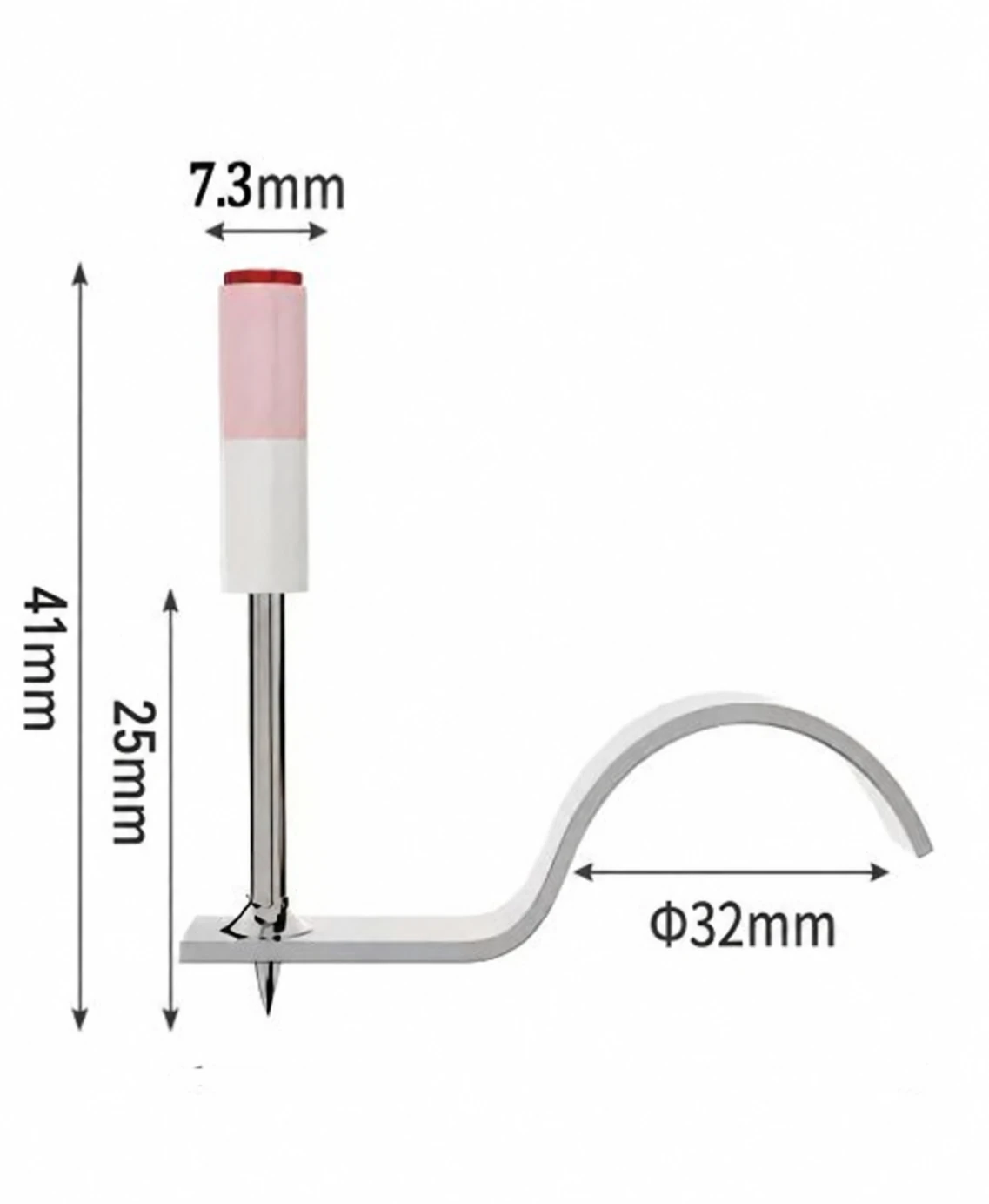 32 mm pipe clip pin nail; length below sleeve 25 mm; overall length 41 mm